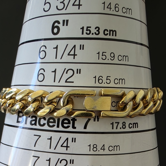 VTG Seiko 2E20-5369 Cuban Link Bracelet Gold Tone 13mm Watch Hexagon Dial Works